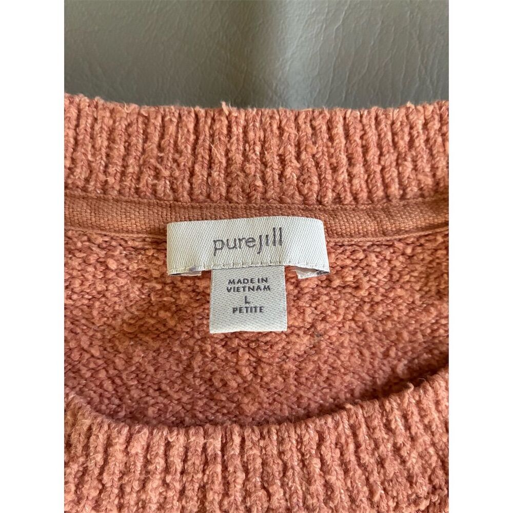 J. Jill Women's Pink Peach Pullover Sweater L Petites Kangaroo Pocket - Picture 6 of 10